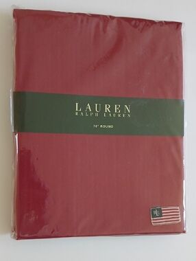 Lauren Ralph Lauren Red Chino Flag 70" Round Tablecloth 100% Cotton NIP